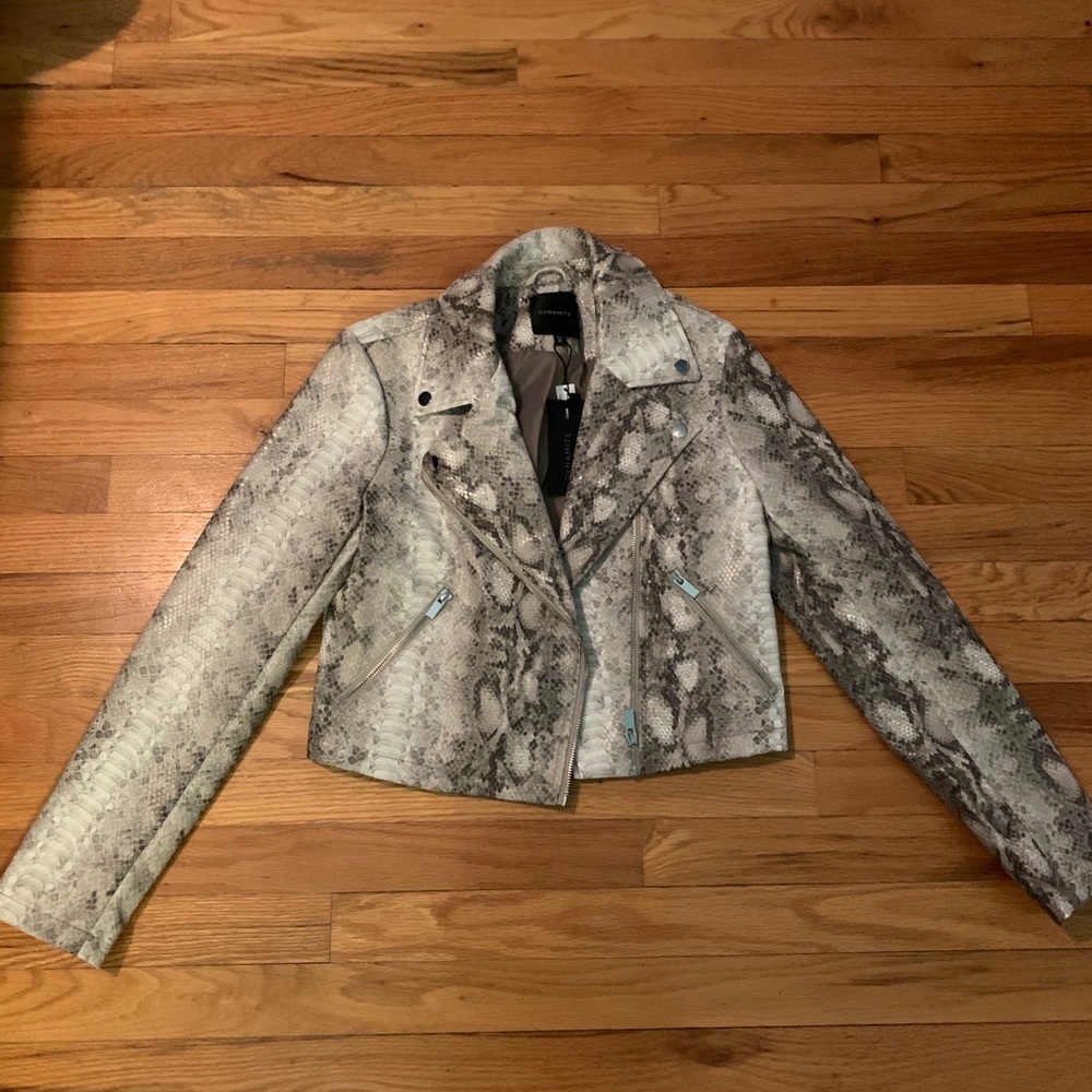 Dynamite Cropped Snakeskin Jacket